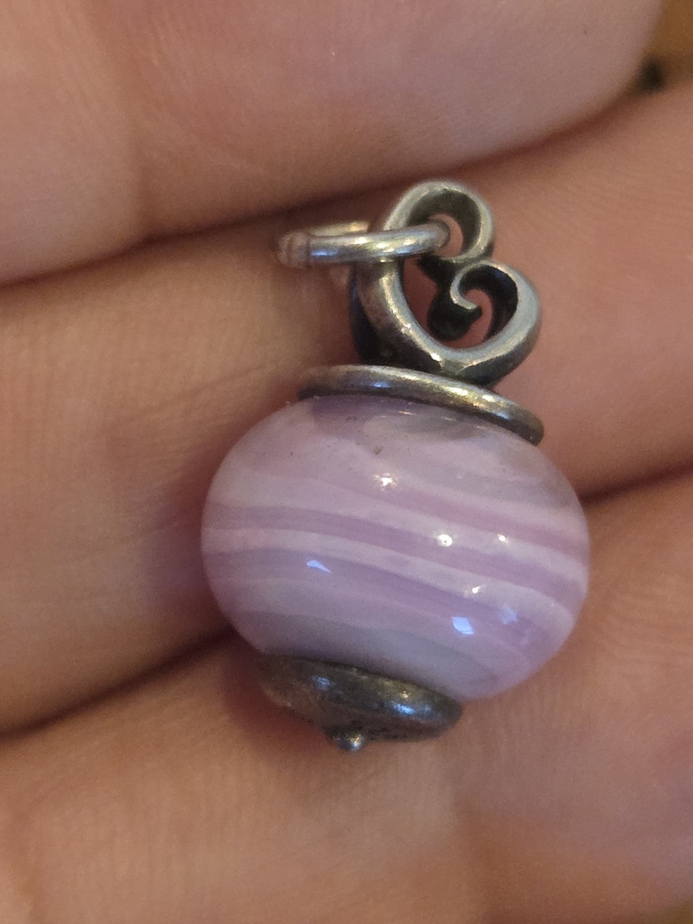 James Avery Mother's LoveLavender Striped Glass Finial Bead